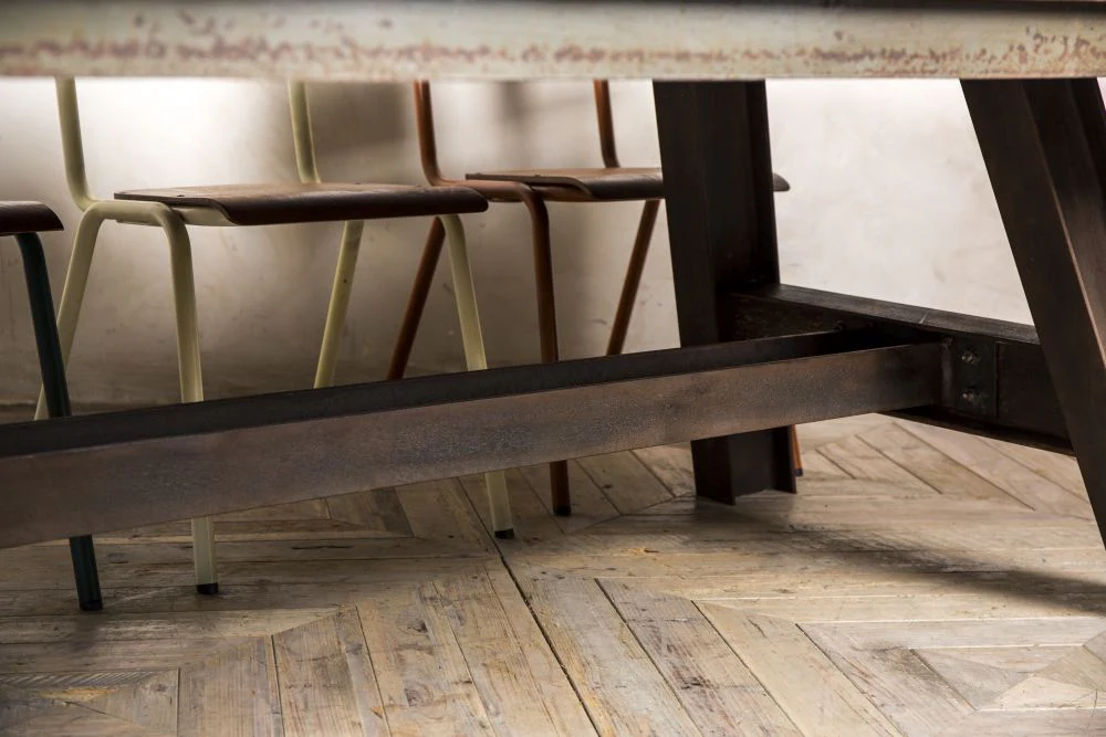 Large Upcycled Steel Dining Table - Image 2