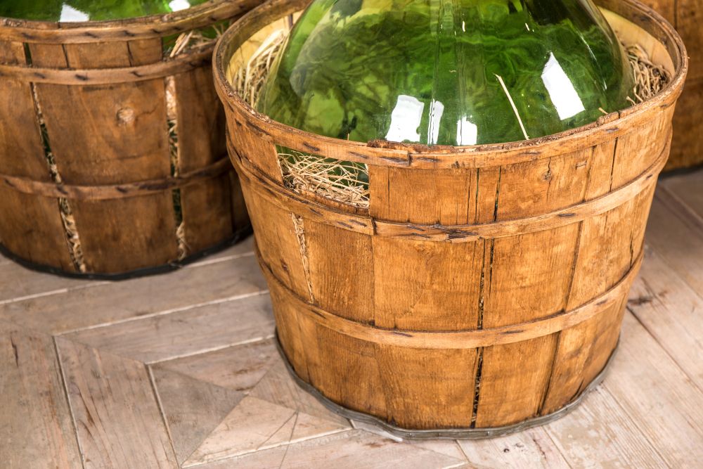 Large Vintage Wine Bottles with Barrel - Image 5