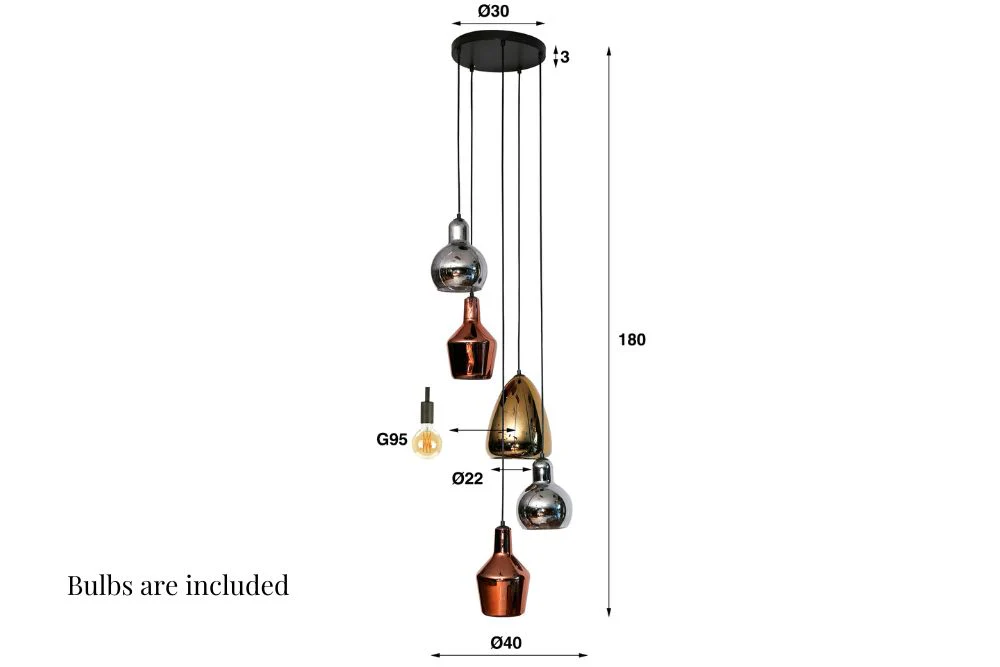 Layla Mixed Colour Hanging Pendant Light - Image 8