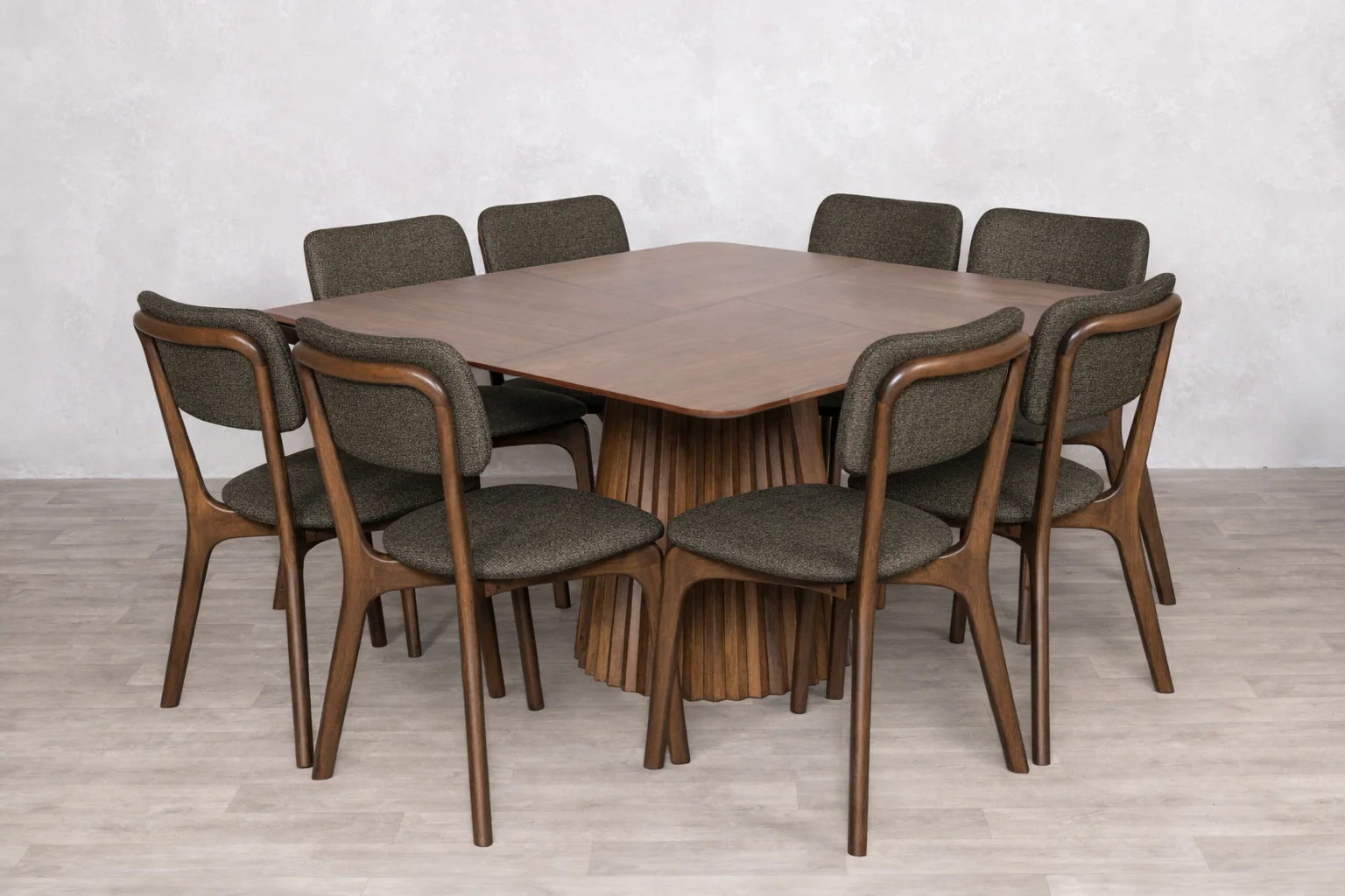 Layla Square Dining Table with 8 Layla Chairs Set - Image 4
