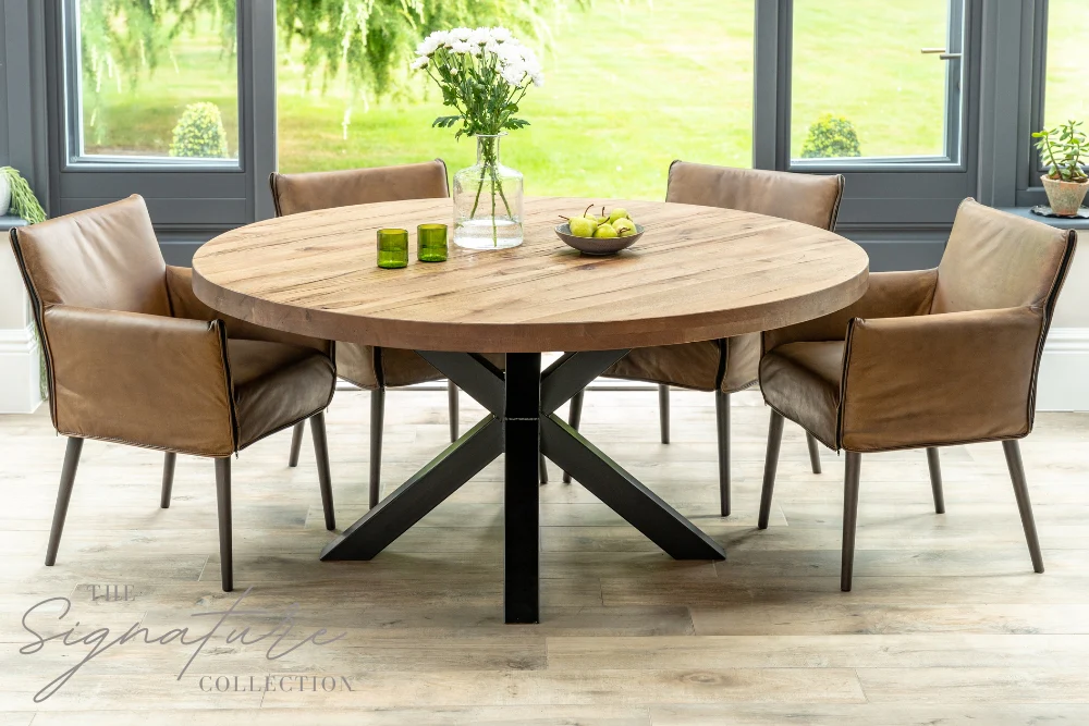 Leamington Round Oak Dining Table - Image 4