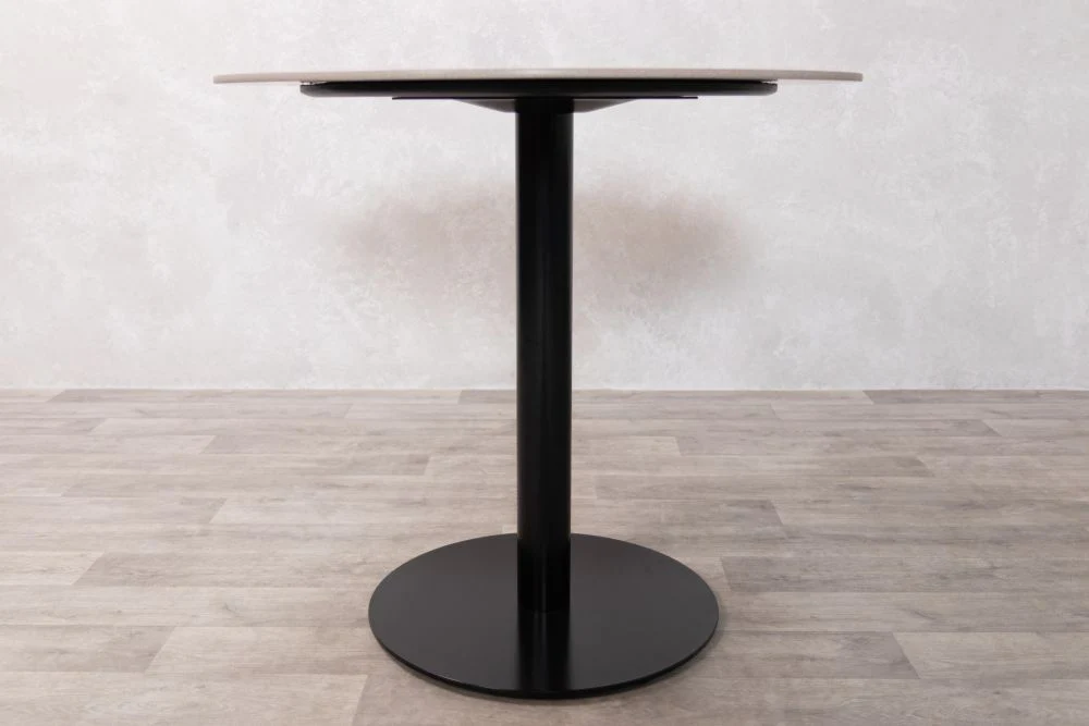 Light Porcelain Marble Café Dining Table with Black Base - Image 6