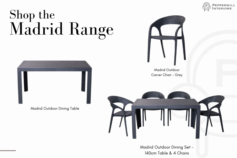 Madrid Outdoor Dining Set - 140cm Table &amp; 4 Chairs - Image 18
