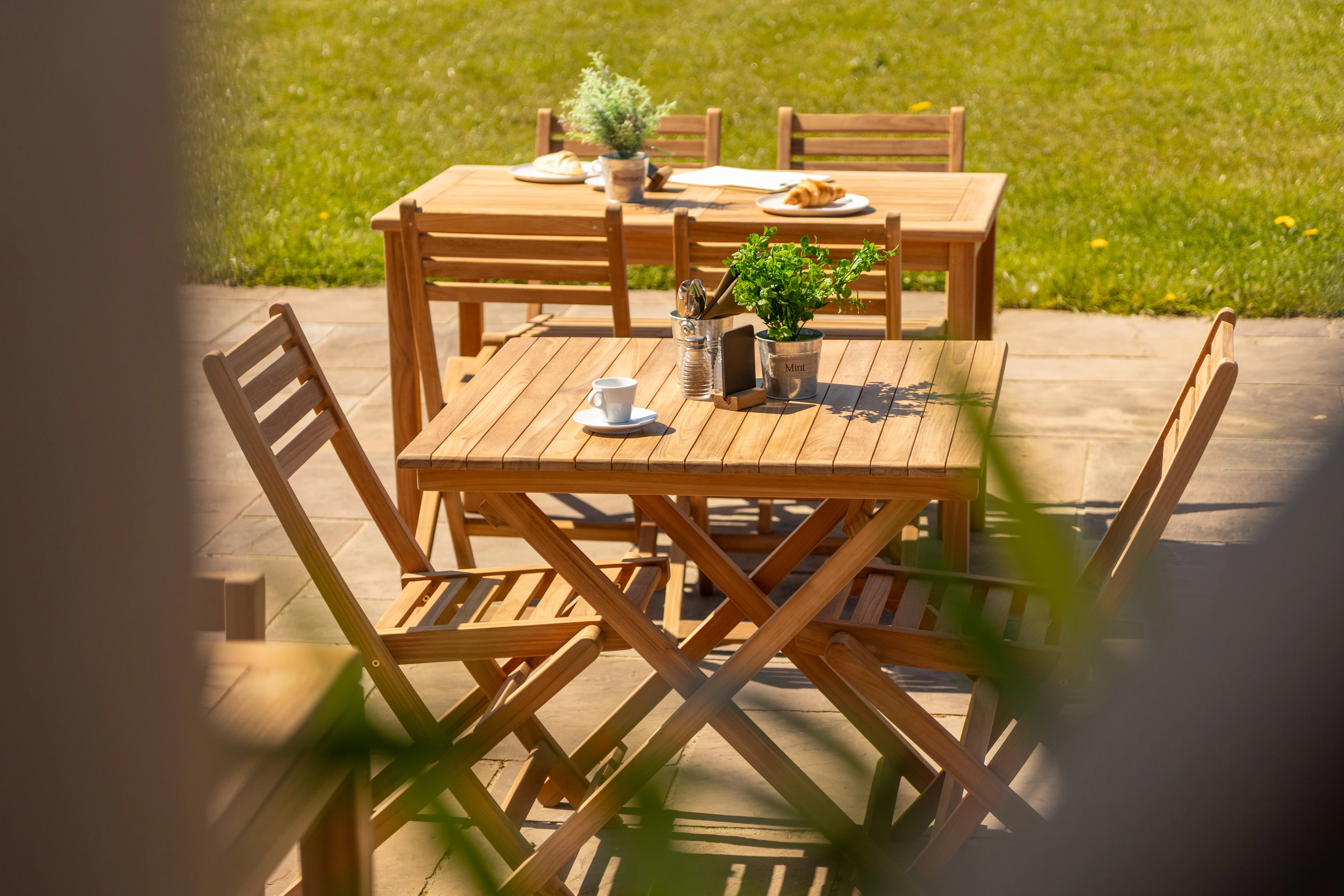Meza Square Teak Outdoor Folding Table - Image 3