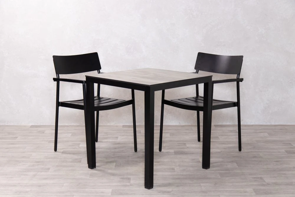 Miami Outdoor Set - Grey Top/Black Frame &amp; 2 Black Chairs - Image 6