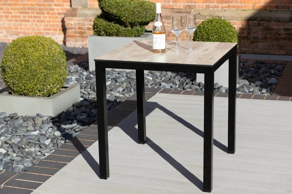 Miami Outdoor Aluminium Table - Black Frame - Grey Top - Image 2