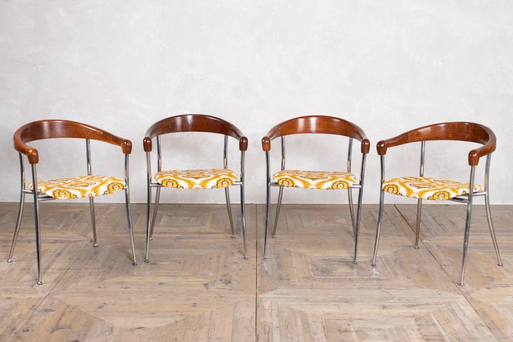 Mid Century Chrome Stacking Chair - Set of 4