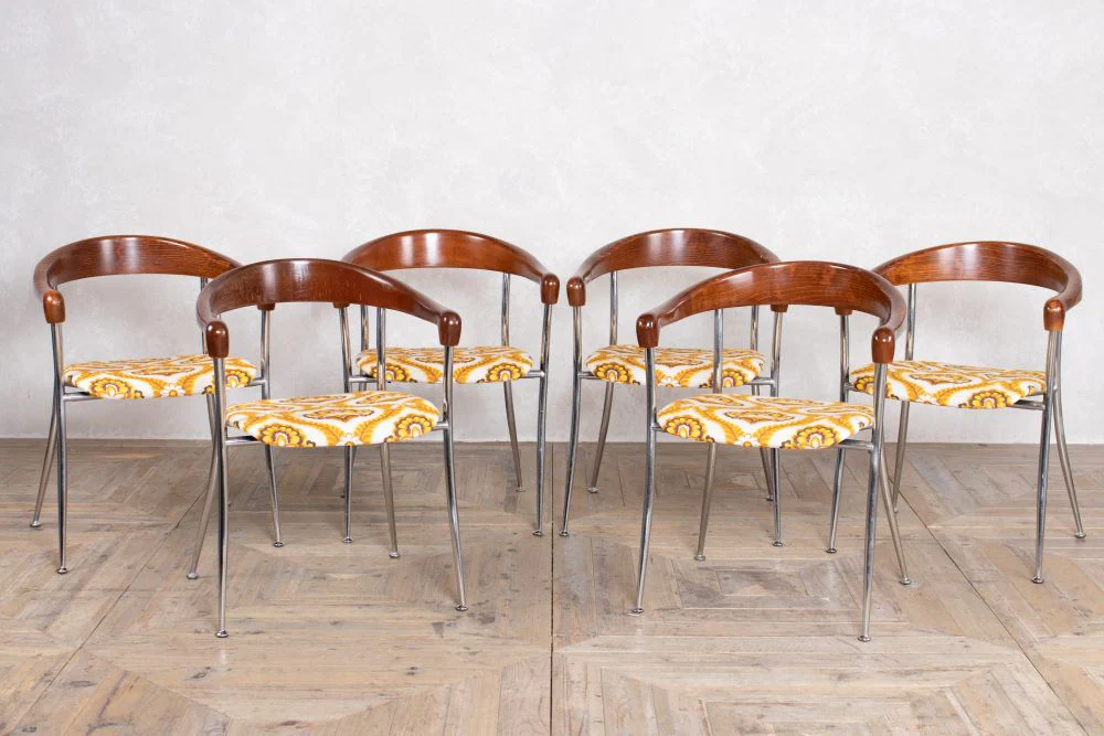 Mid Century Chrome Stacking Chair - Set of 4 - Image 2