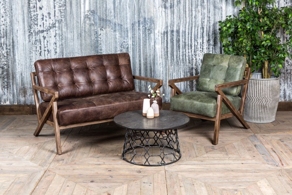 Brighton Leather Mid-Century Modern Sofa - Image 3