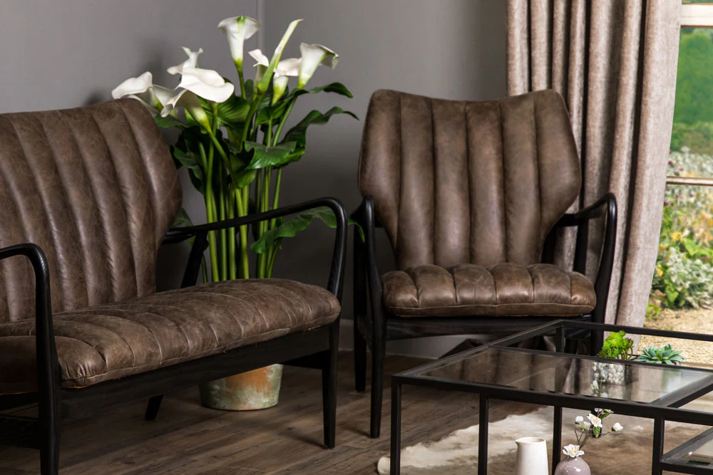 Ludlow Leather Mid Century Style Chair