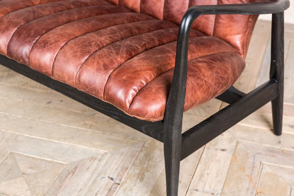 Ludlow Leather Mid Century Style Sofa - Image 5