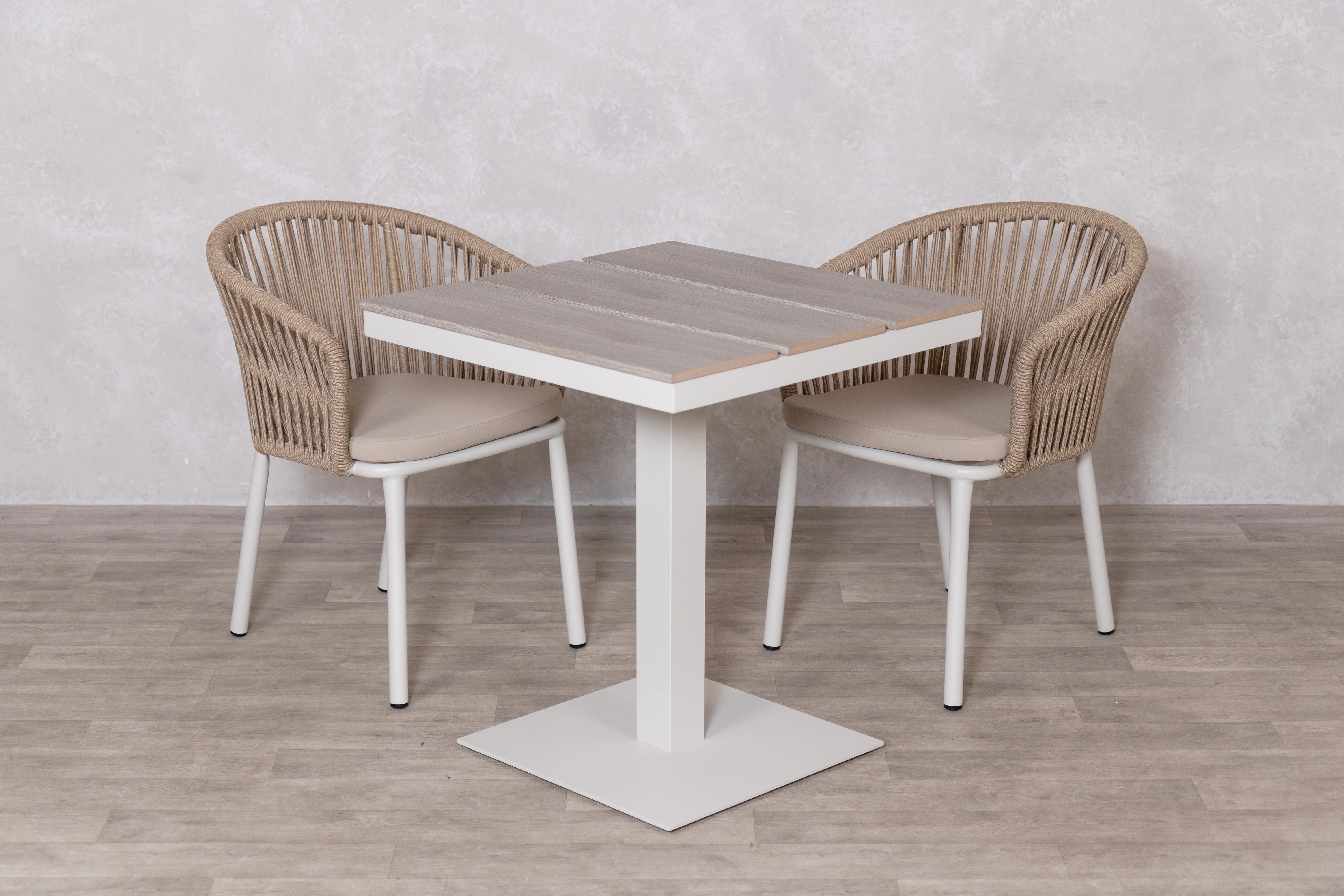 Milan Pedestal Table with 2 Milano Chairs Outdoor Set - Image 16