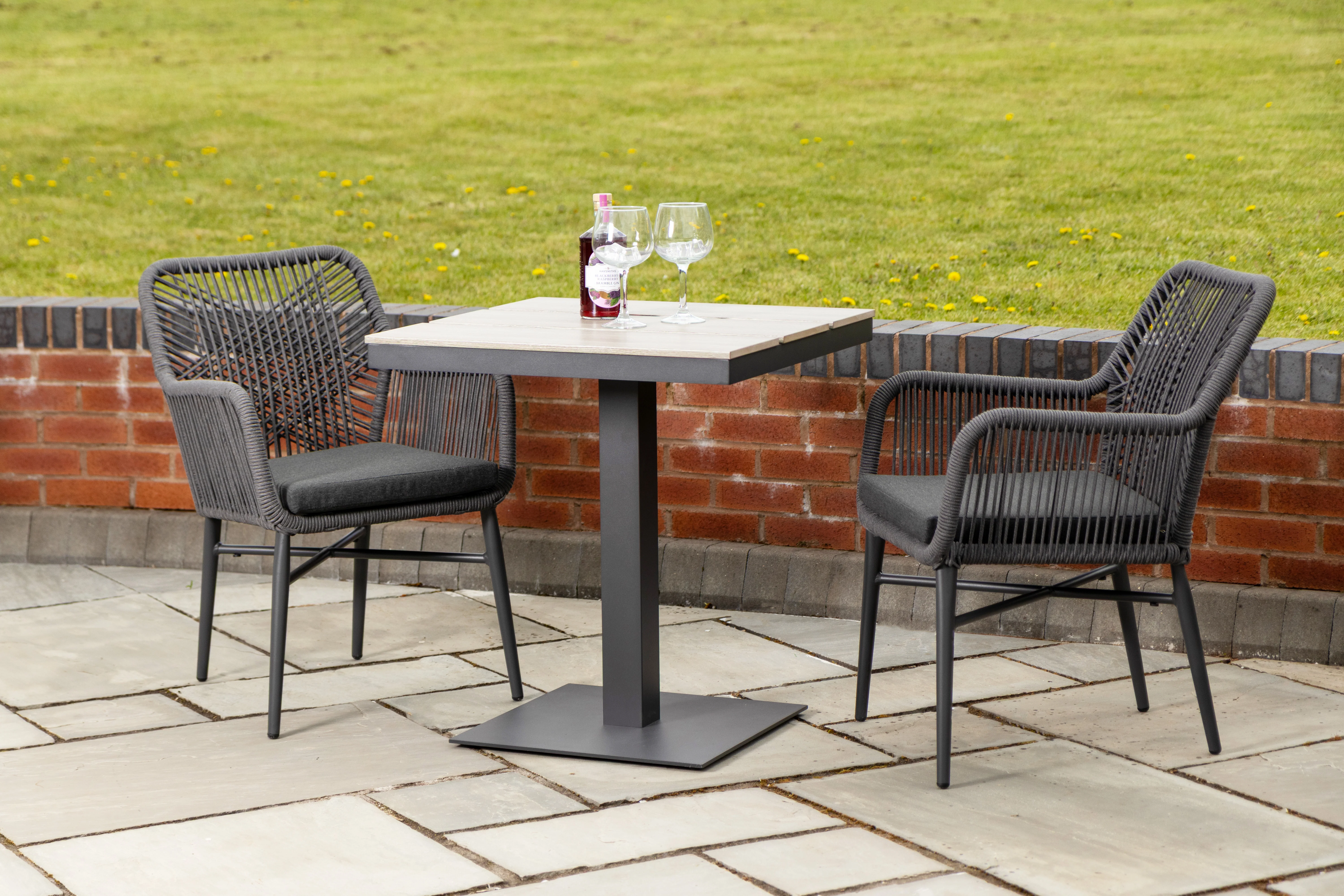 Milan Pedestal Table with 2 Monza Chairs Outdoor Set - Image 5