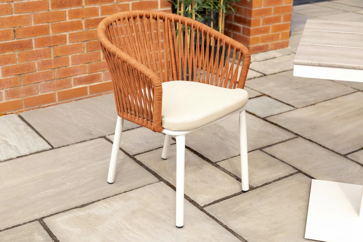 Milano Aluminium Rope Back Stacking Garden Chair - Image 4