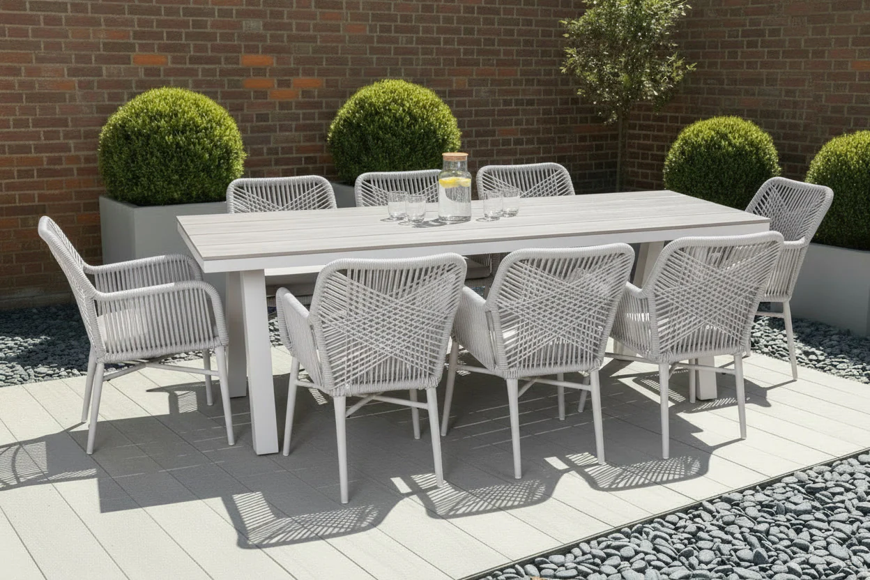 Milano Dining Table with 8 Monza Chairs Outdoor Set - Image 26