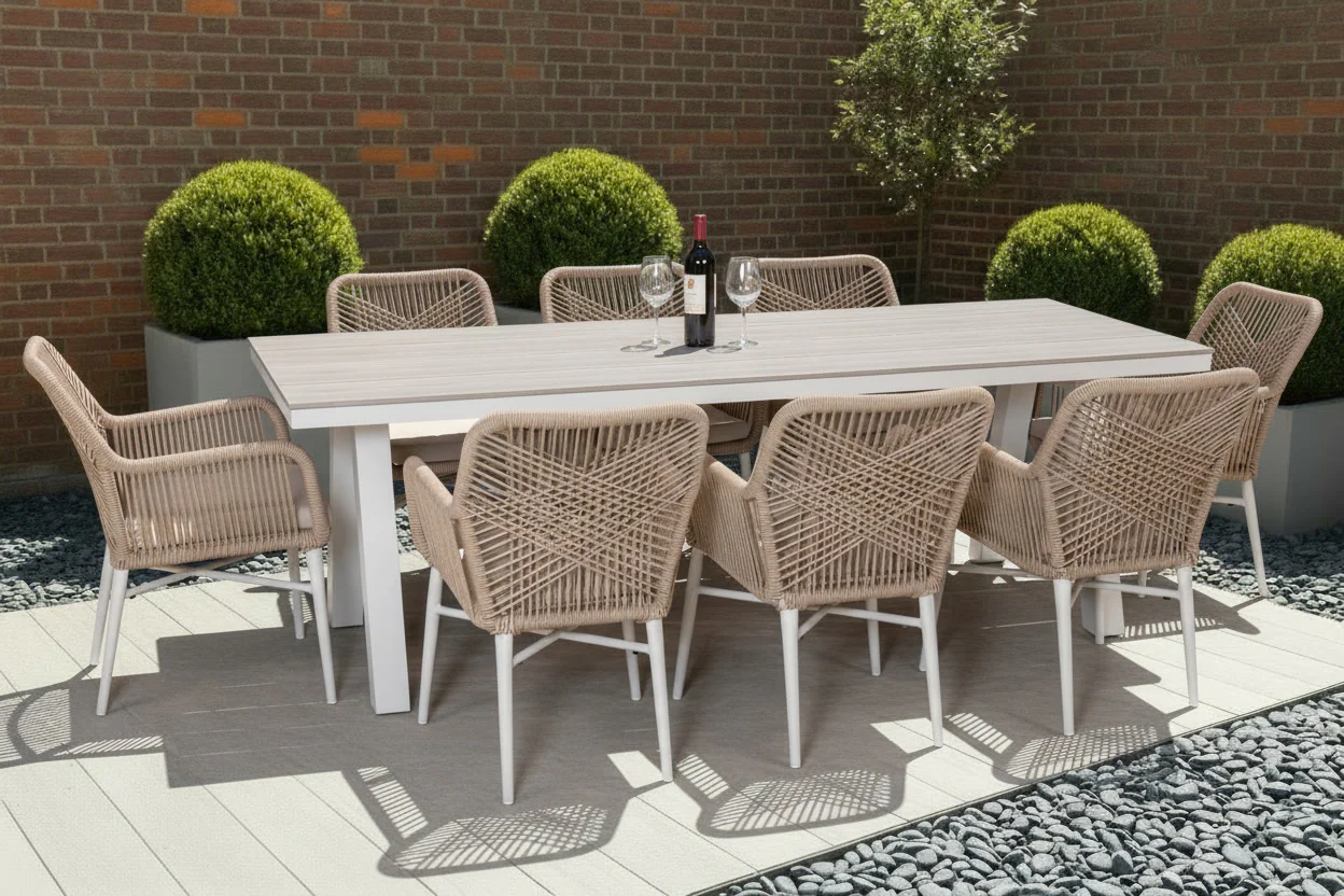 Milano Dining Table with 8 Monza Chairs Outdoor Set - Image 27