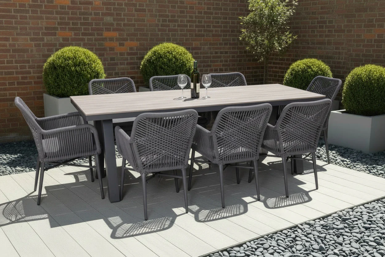 Milano Dining Table with 8 Monza Chairs Outdoor Set - Image 28