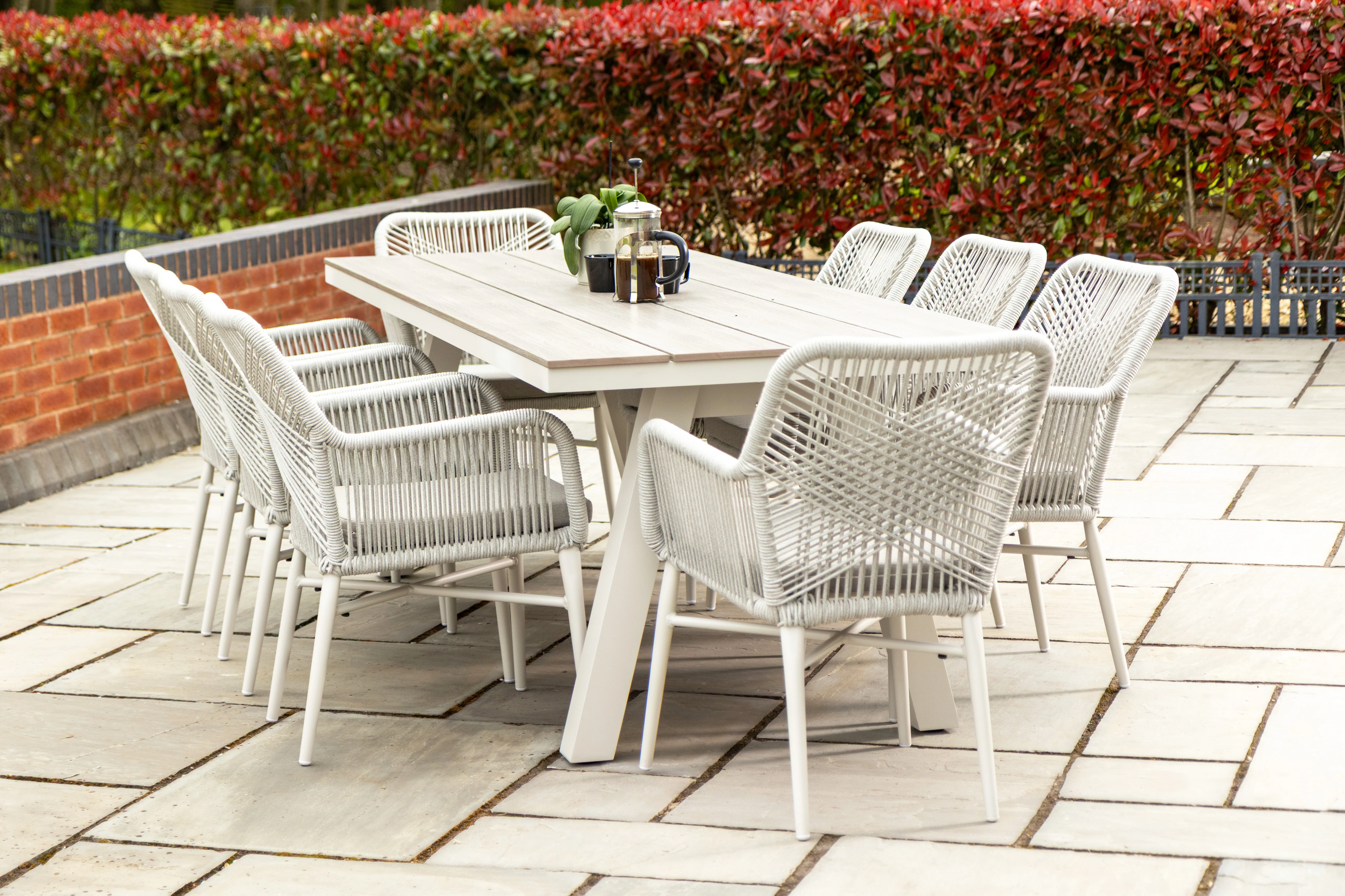 Milano Dining Table with 8 Monza Chairs Outdoor Set - Image 3
