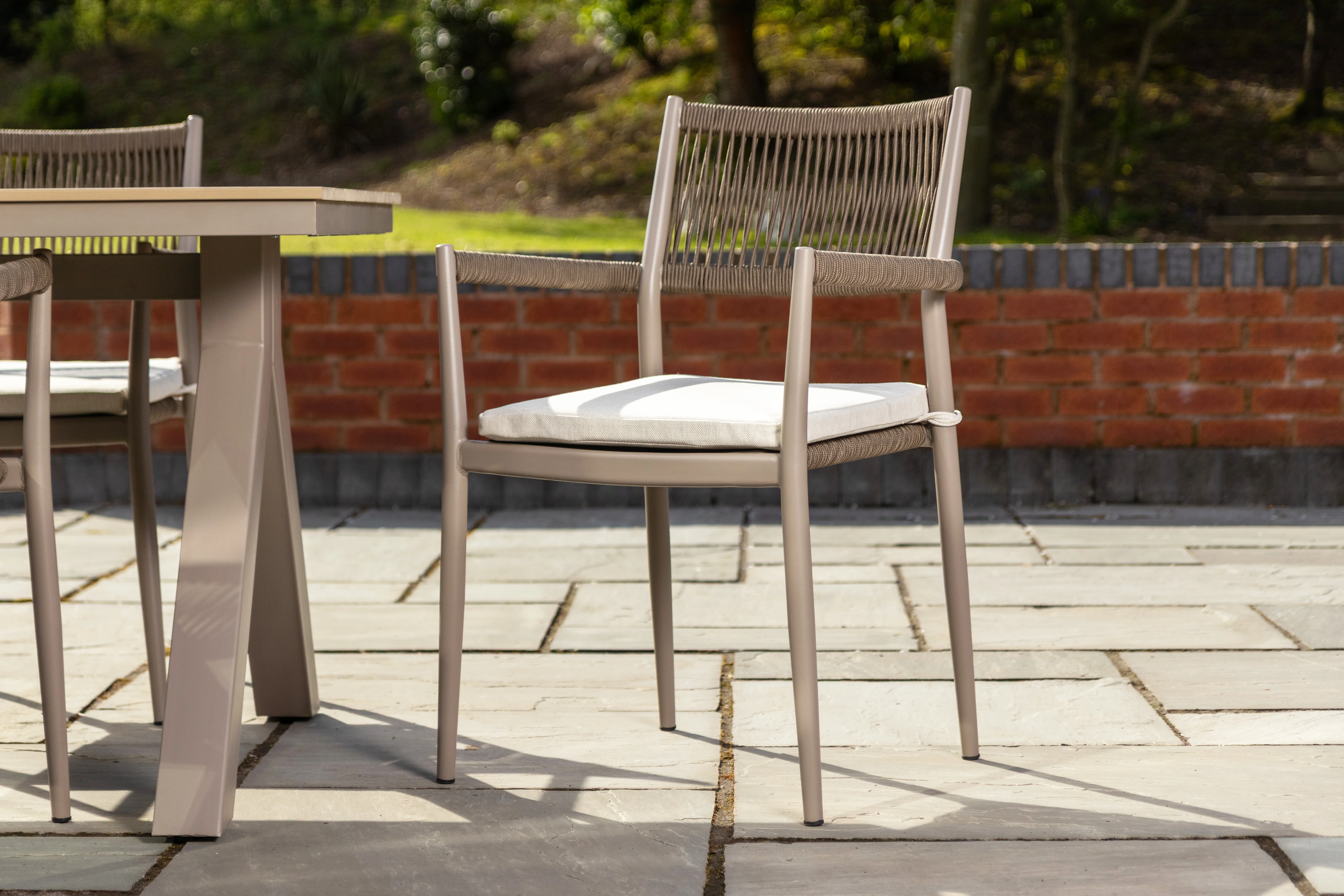 Naples 6 Seater Outdoor Table and 6 Garden Chairs Set - Image 5