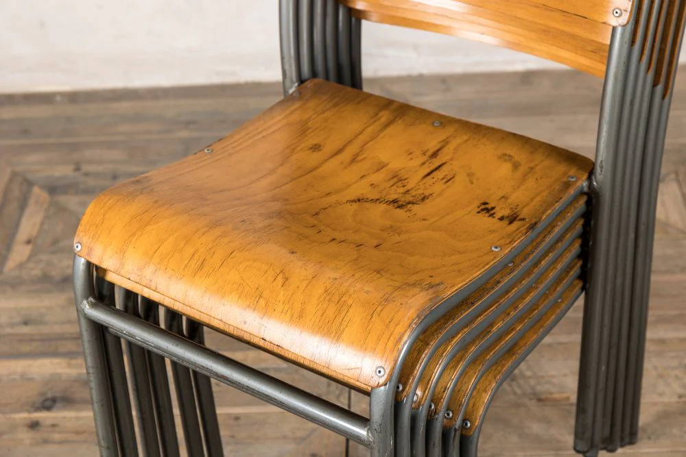 Vintage Style Stacking Chairs - Image 4