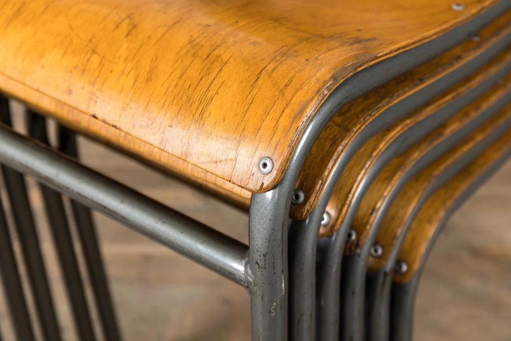Vintage Style Stacking Chairs - Image 5