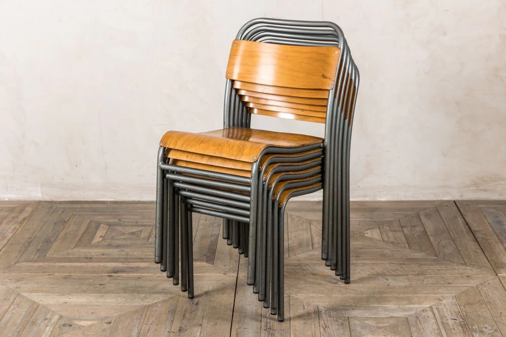 Vintage Style Stacking Chairs - Image 7