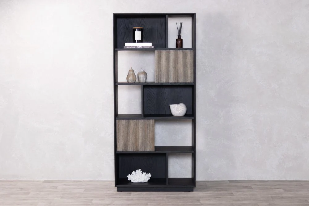 Nevada Oak Bookcase with Black Frame Range - Image 3
