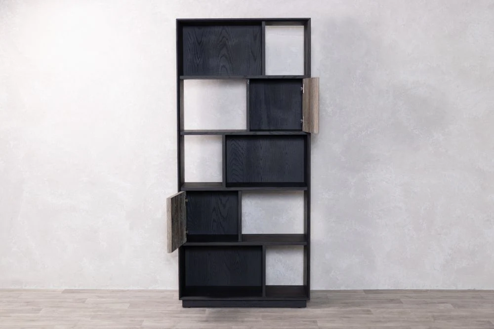 Nevada Oak Bookcase with Black Frame Range - Image 5