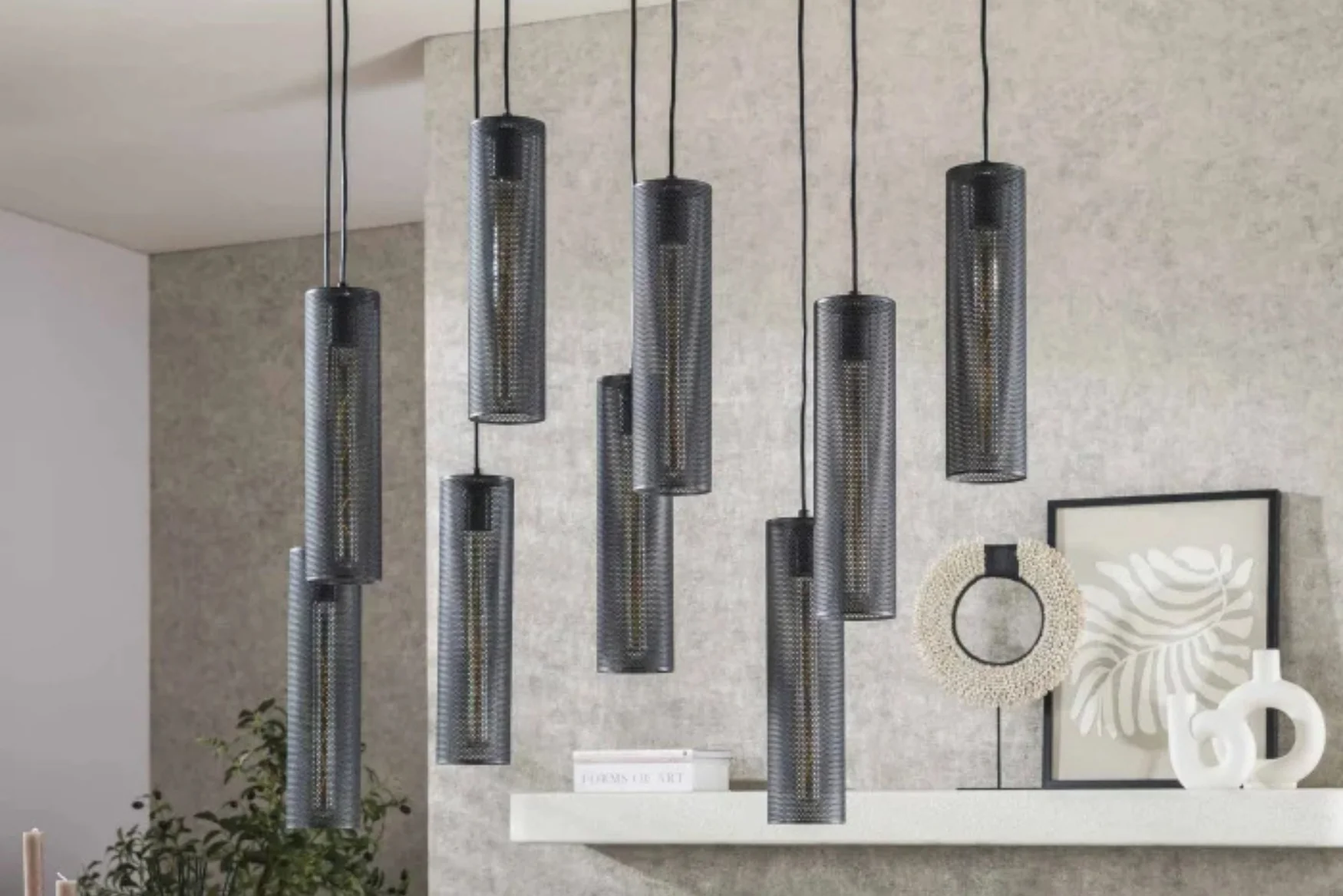 Noor 9 String Mesh Pendant Light - Image 2