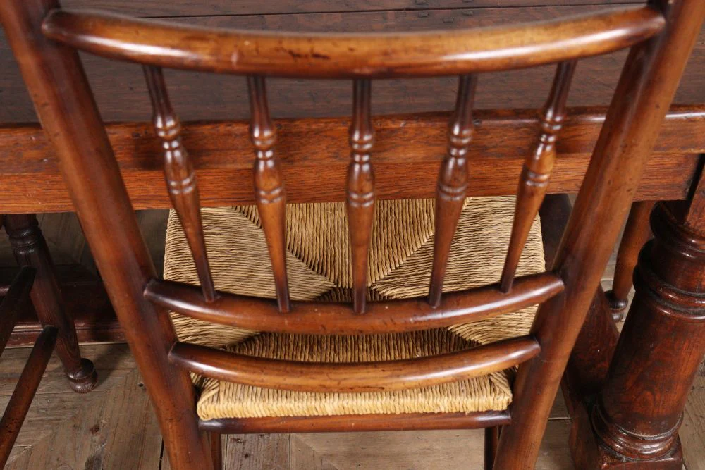 Oak Refectory Table and Six Stick Back Chairs - Image 8