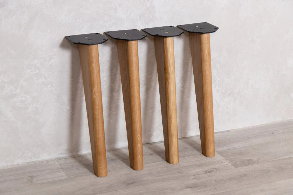 Set of 4 Oak Tapered Bench Legs - Image 3