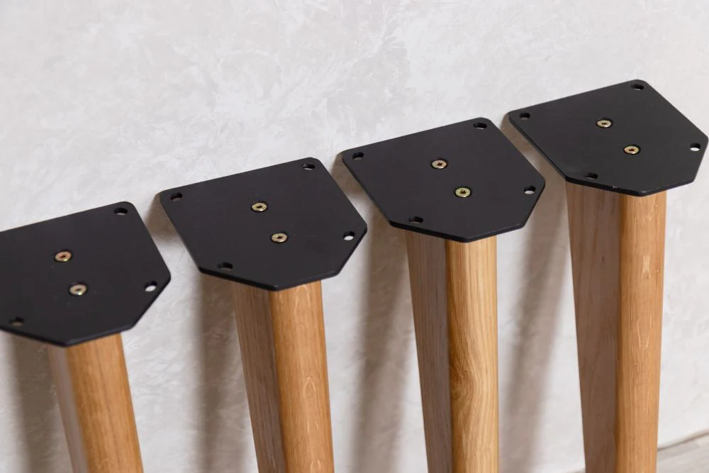 Set of 4 Oak Tapered Bench Legs - Image 4