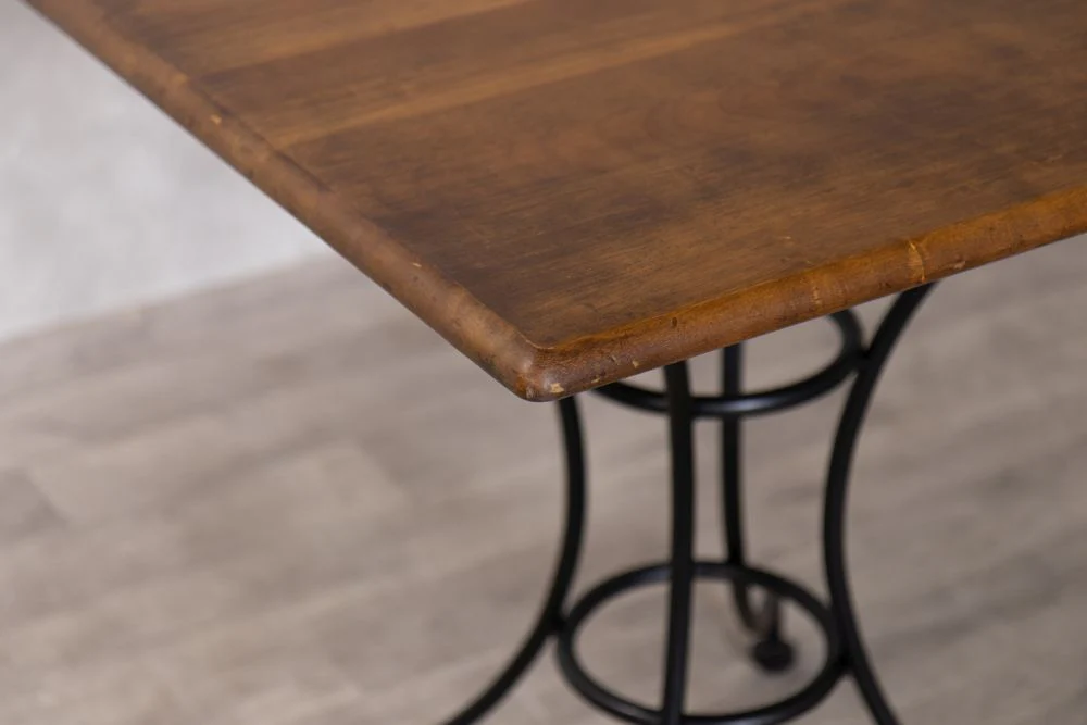 Oak Top Square Restaurant Table - French Style Base - Image 3