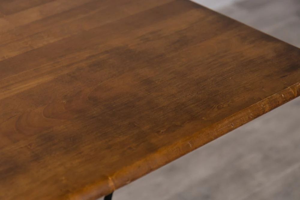 Oak Top Square Restaurant Table - French Style Base - Image 4