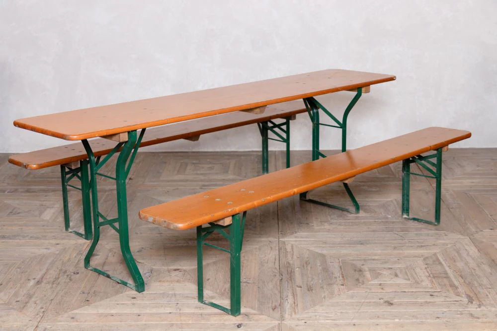 Original German Bierkeller Table and Bench Set