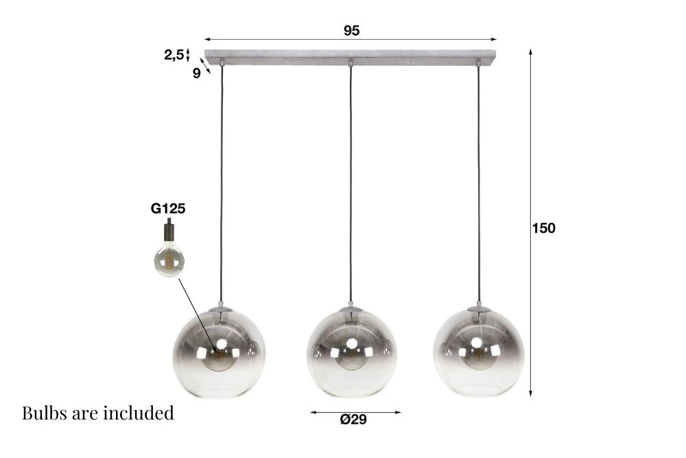 Orla Three Bubble Hanging Pendant Light - Image 6