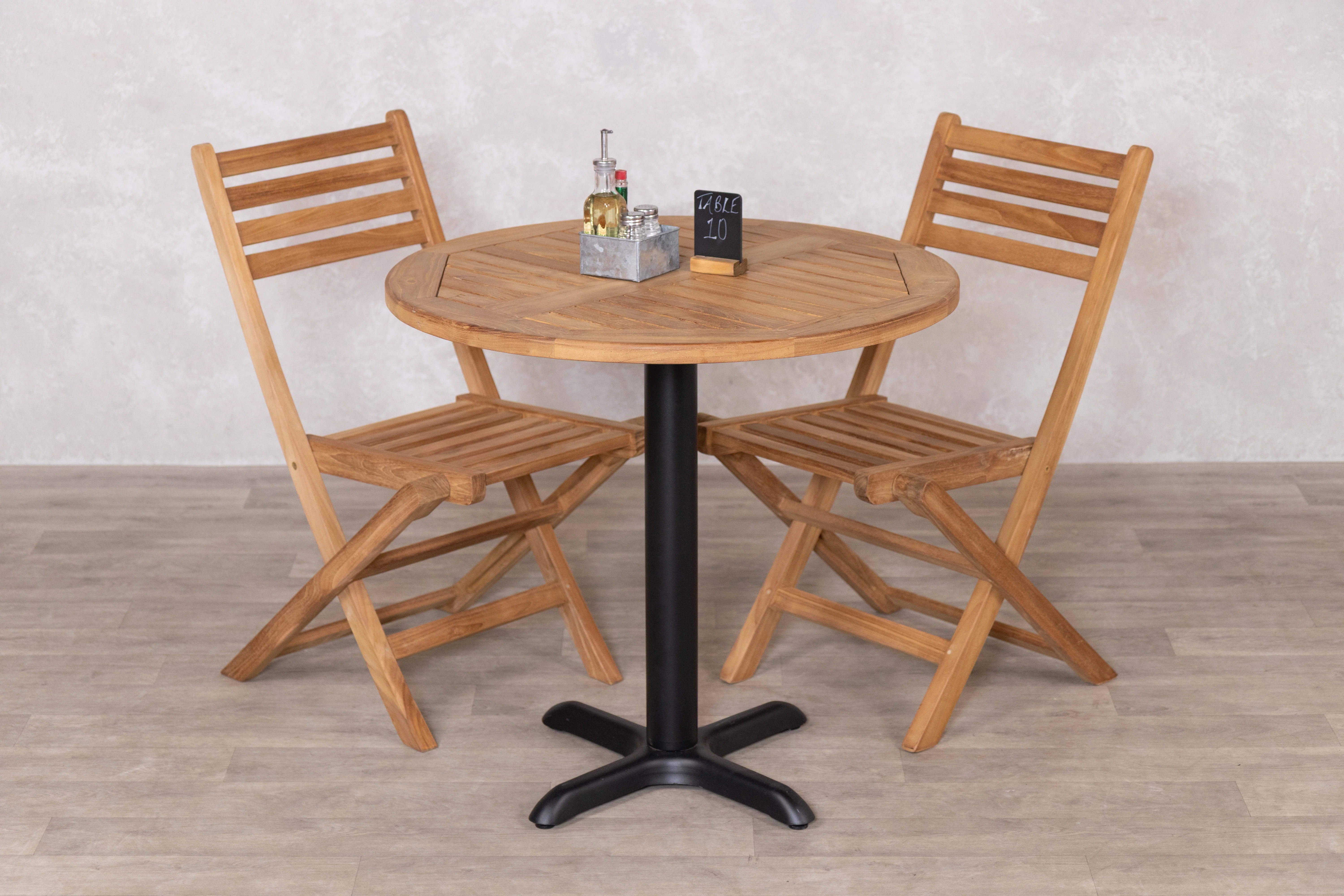 Outdoor Teak Tabletop Round Café Table Range - Image 13