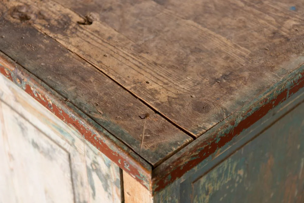 Vintage Pine Counter with Glass Doors - Image 8