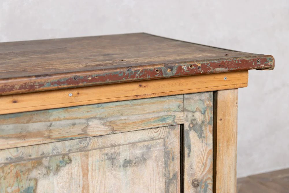 Vintage Pine Counter with Glass Doors - Image 9