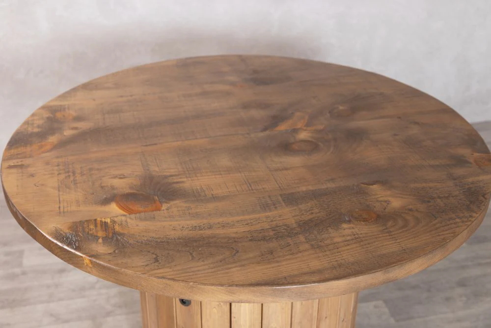 Pine Slatted Drum Bar Table - Image 4