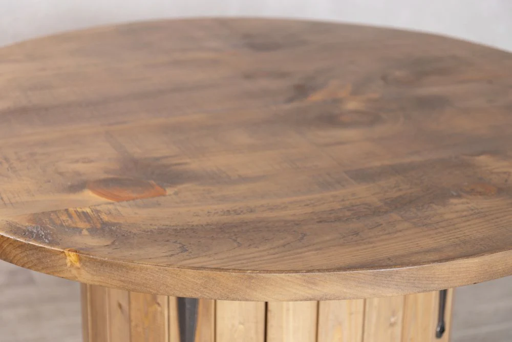 Pine Slatted Drum Bar Table - Image 5