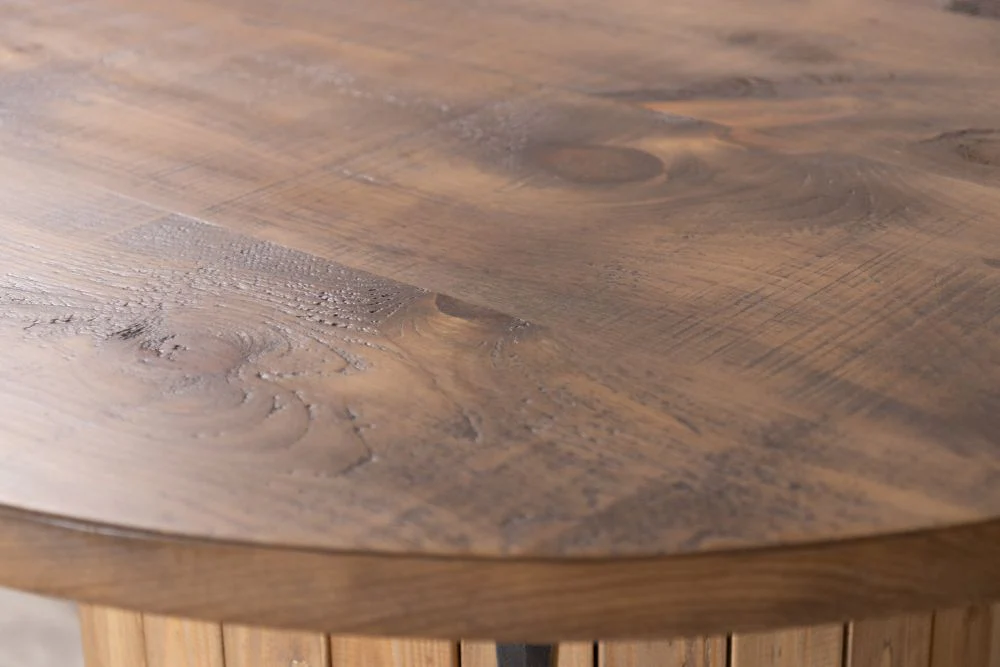Pine Slatted Drum Bar Table - Image 6