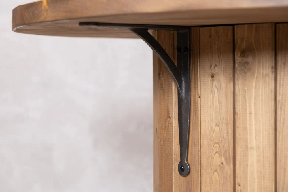 Pine Slatted Drum Bar Table - Image 7