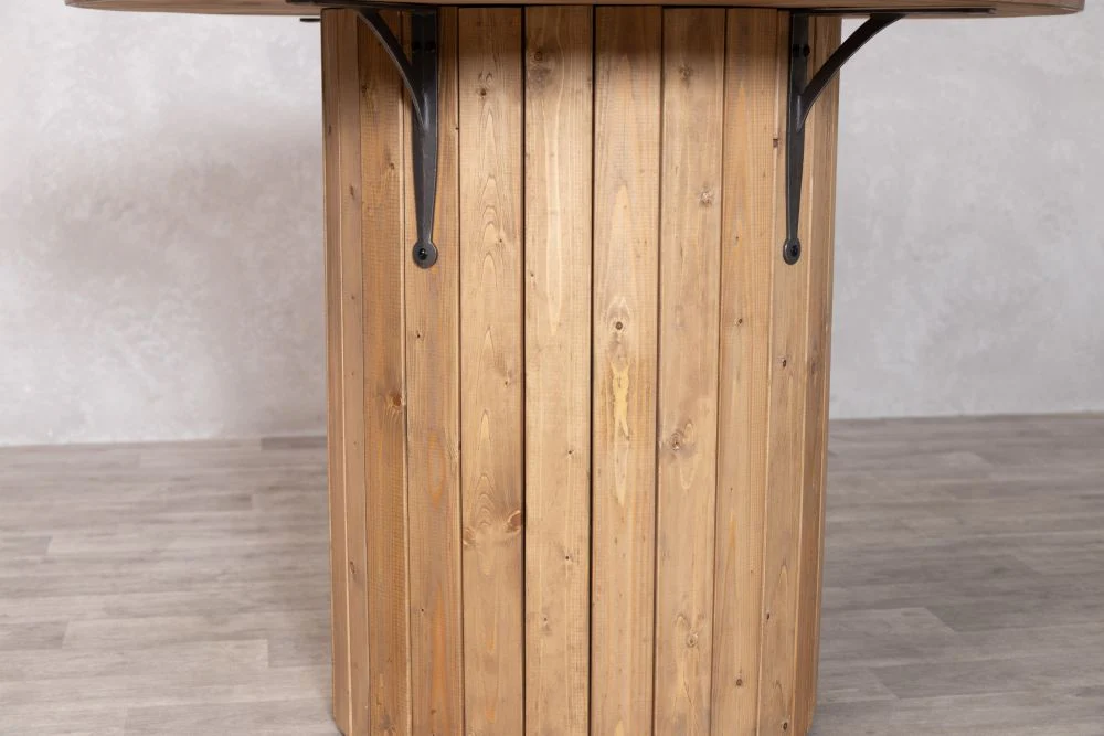 Pine Slatted Drum Bar Table - Image 8