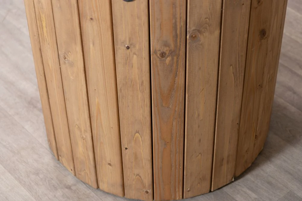 Pine Slatted Drum Bar Table - Image 9