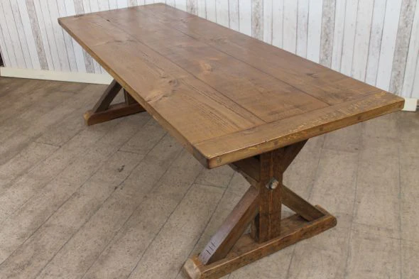 Clifton Handmade Pine Trestle Dining Table - Image 8