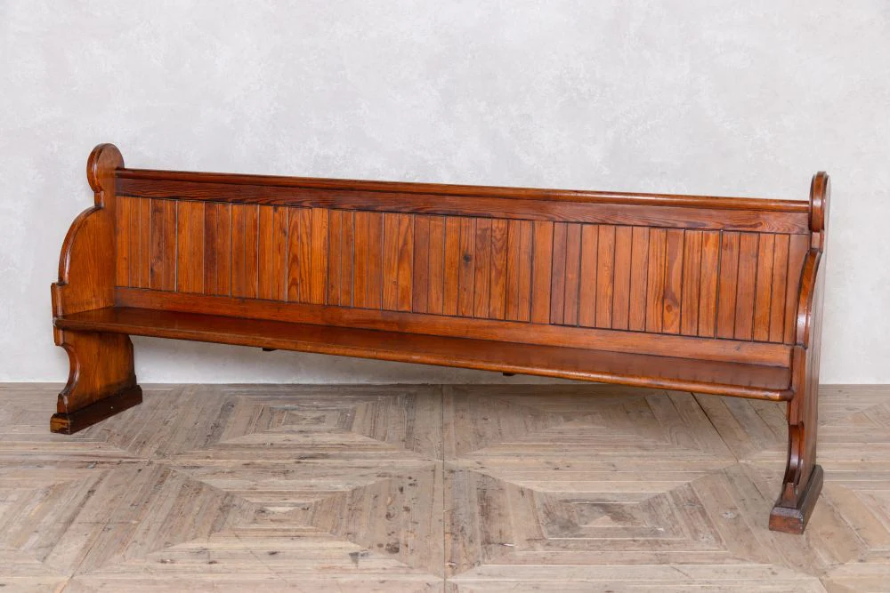 Vintage Pitch Pine Church Pew Range