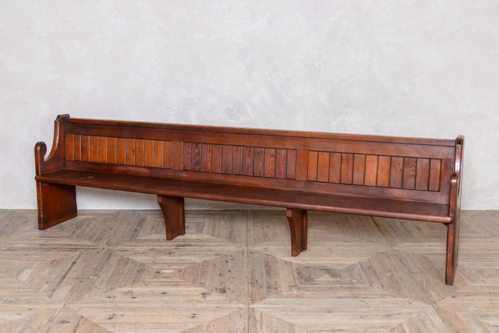 Vintage Pitch Pine Church Pew Range - Image 10