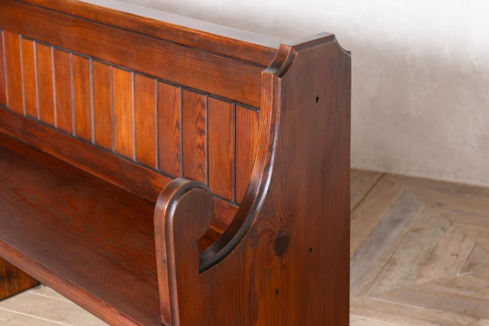Vintage Pitch Pine Church Pew Range - Image 11