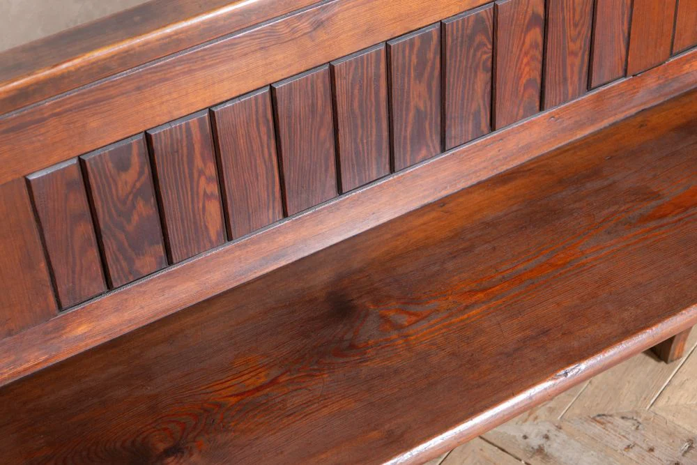 Vintage Pitch Pine Church Pew Range - Image 14